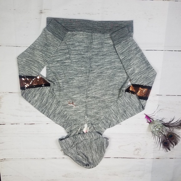 Nwt VS PINK GRAY BLING FLEECE ZIP SWEATER SMALL - Picture 4 of 5